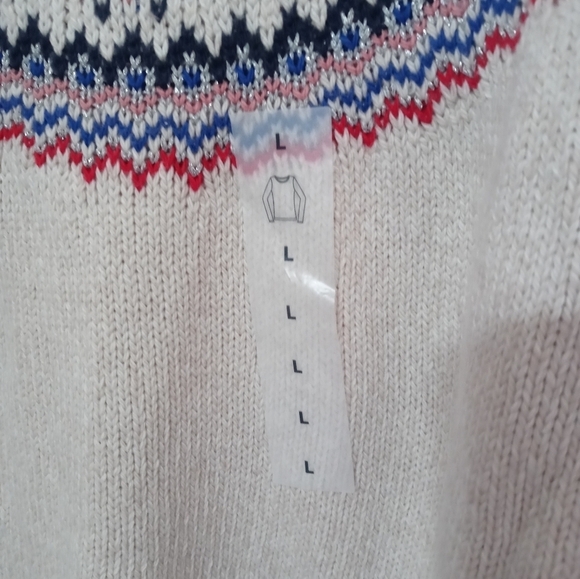 Old Navy Retro 80's Style Fair Isle Nordic  Long Sleeve Metallic knit Sweater - Picture 3 of 9
